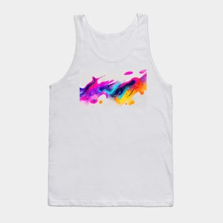 Modern Contemporary Abstract Watercolor Colorful Multicolored Cosmic Splash Galaxy Tank Top